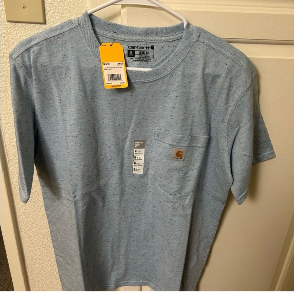 NWT Carhartt Women's Loose Fit Heavyweight Short-Sleeve Pocket Tee in blue
